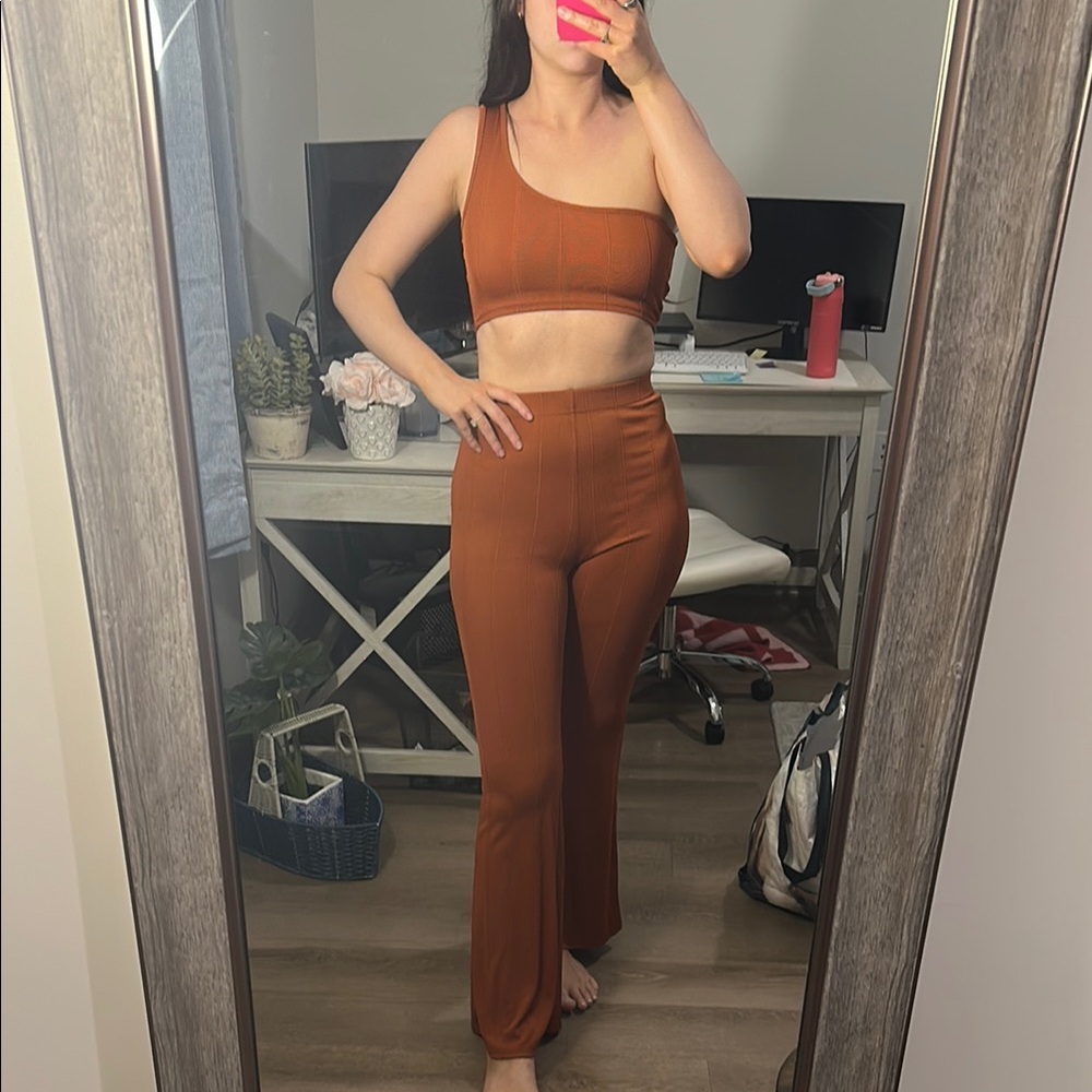 SHEIN Brown Boot Cut Flare Pants